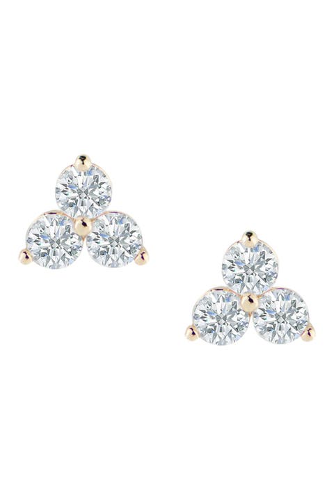 CZ Pyramid Stud Earrings