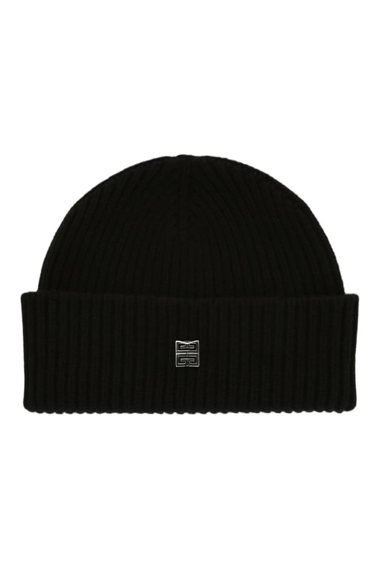 4G Logo Wool & Cashmere Beanie, Main, color, BLACK