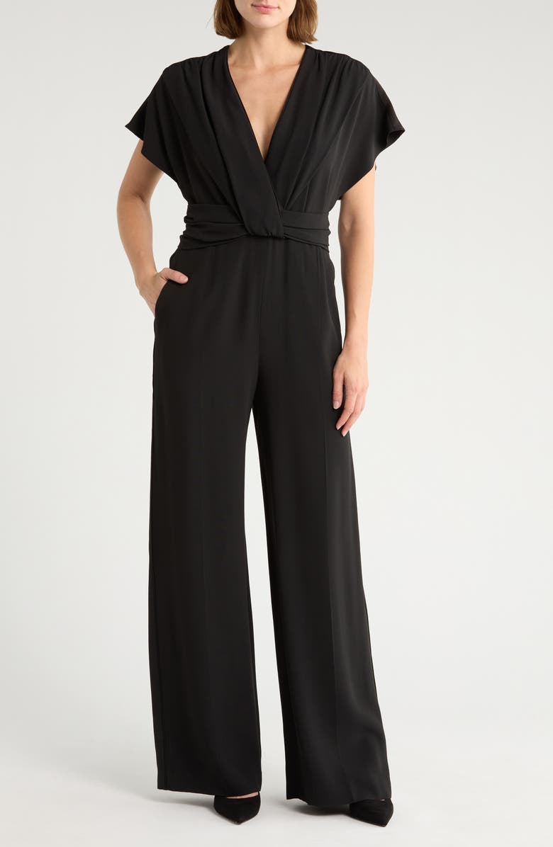 BOSS Debasa Ruched Jumpsuit, Main, color, Black