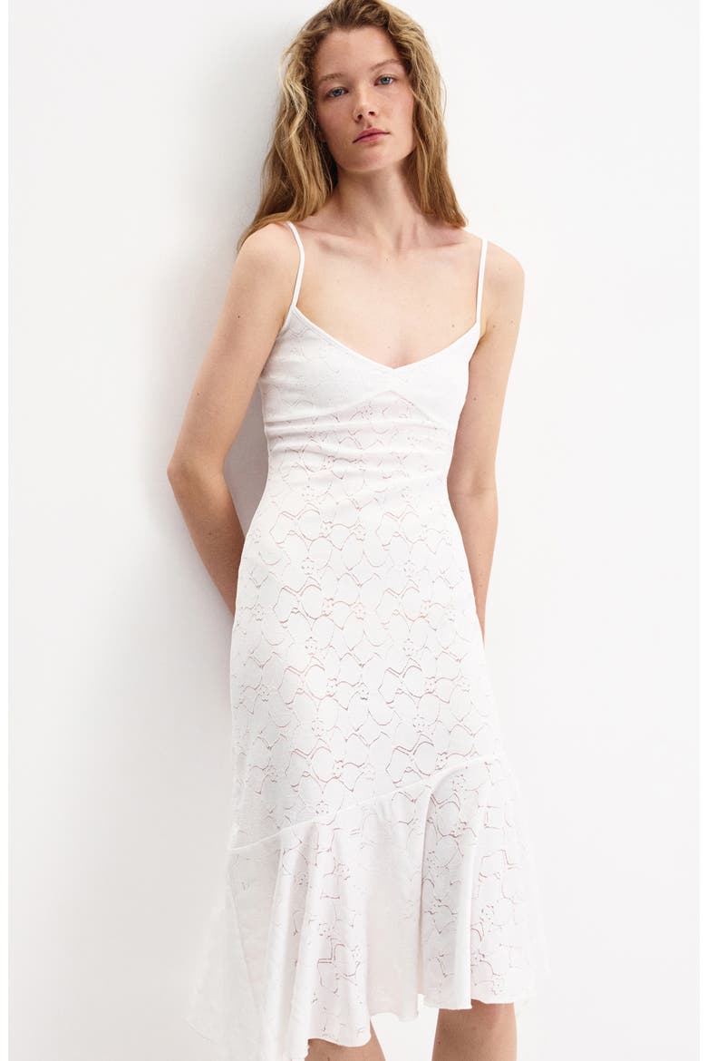 Openwork Embroidered Midi Dress, Alternate, color, WHITE