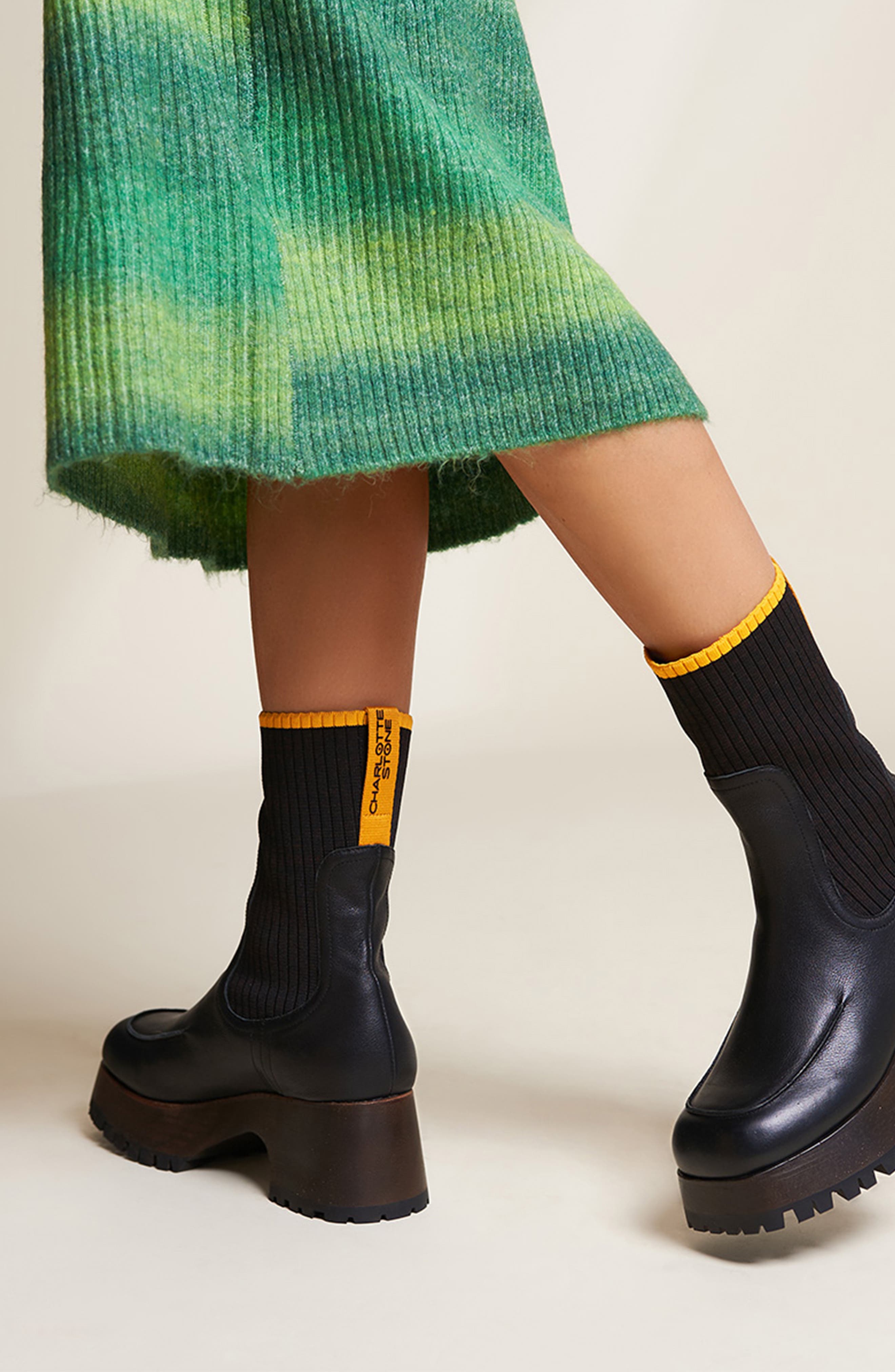 Charlotte Stone Loma Platform Lug Sole Clog Boot, Alternate, color, Black