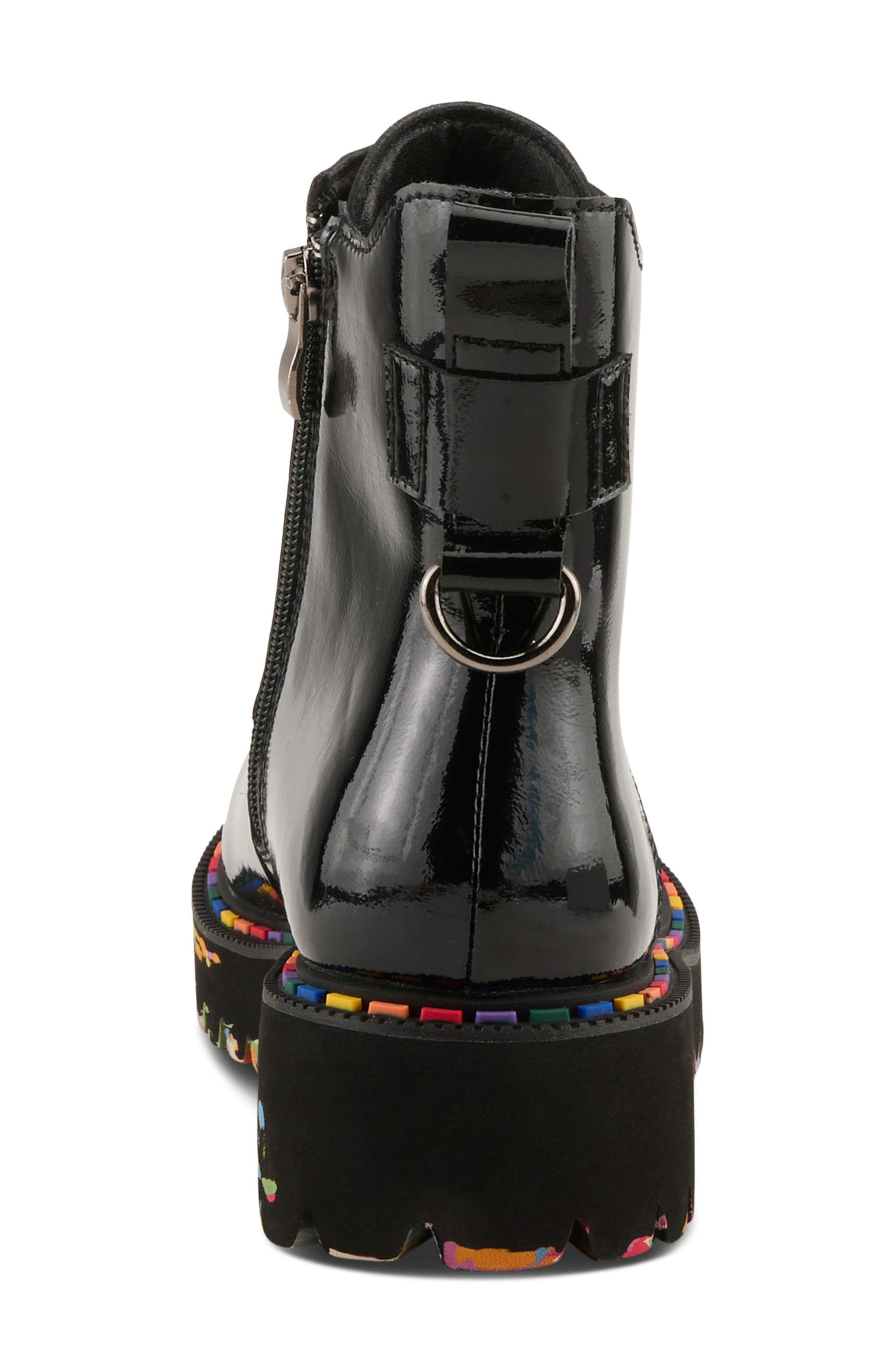 Spring Step Mistique Waterproof Combat Boot, Alternate, color, Black Patent