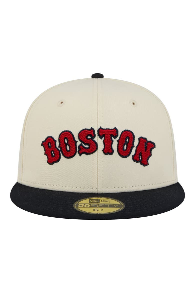 Men's New Era  Cream Boston Red Sox Two-Tone Stitch 59FIFTY Fitted Hat, Alternate, color, Cream