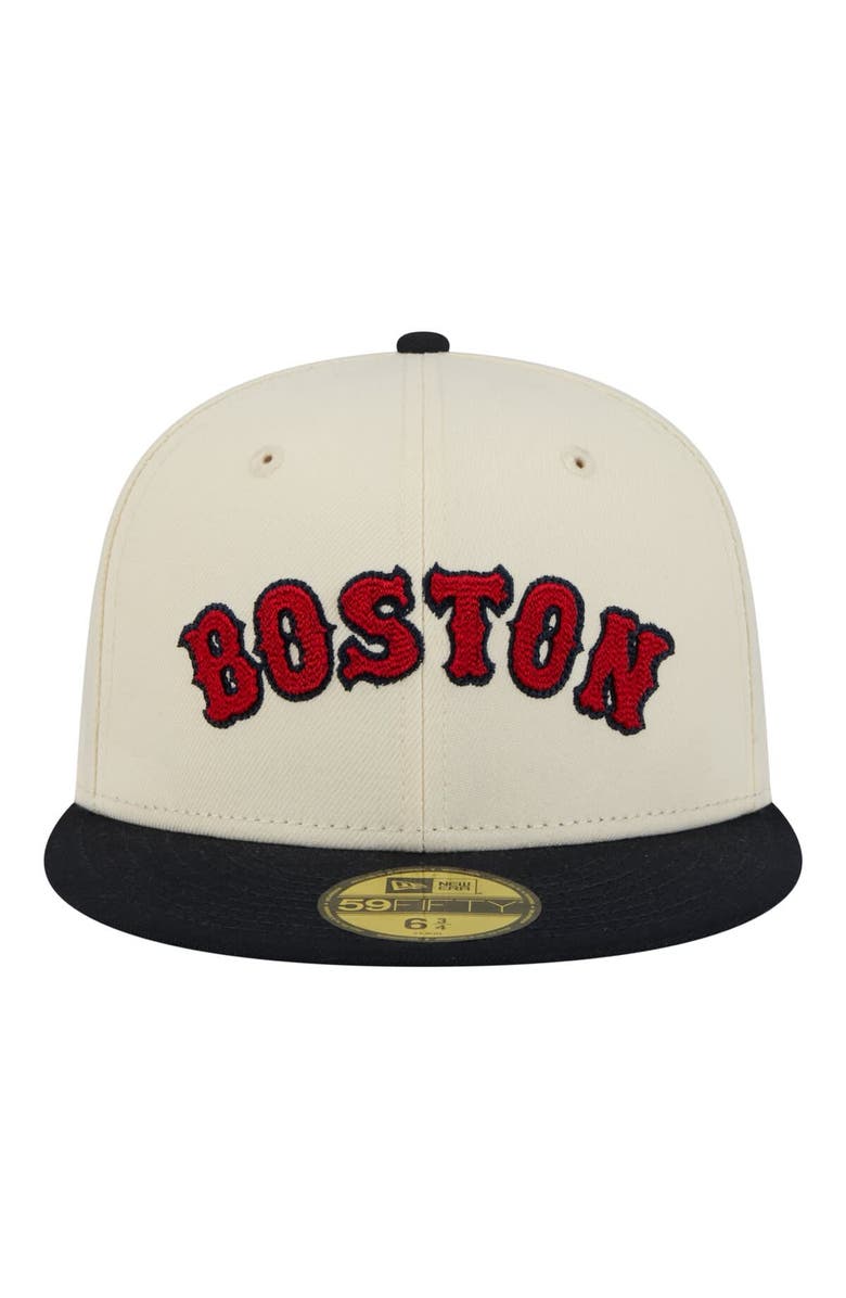 New Era Men's New Era Cream Boston Red Sox Two-Tone Stitch 59FIFTY Fitted Hat, Alternate, color, Cream