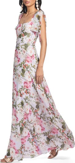 Pearl Floral Chiffon Gown
