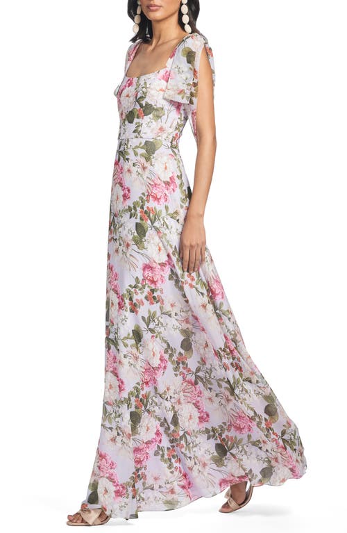 Sachin & Babi Pearl Floral Chiffon Gown