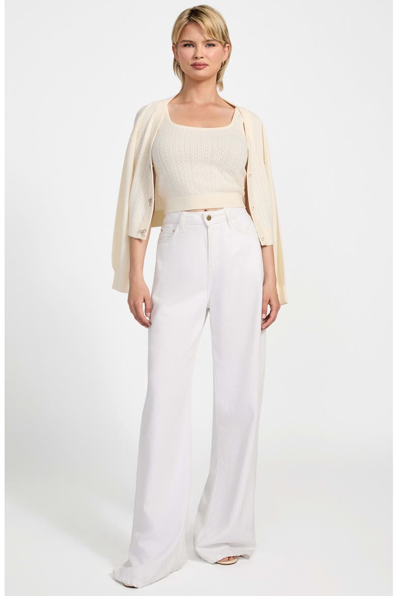 Lyla Pointelle Crop Sweater Tank, Alternate, color, CREAM WHITE