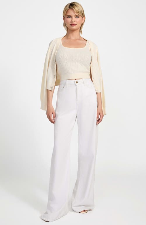 Guess Lyla Pointelle Crop Sweater Tank In White