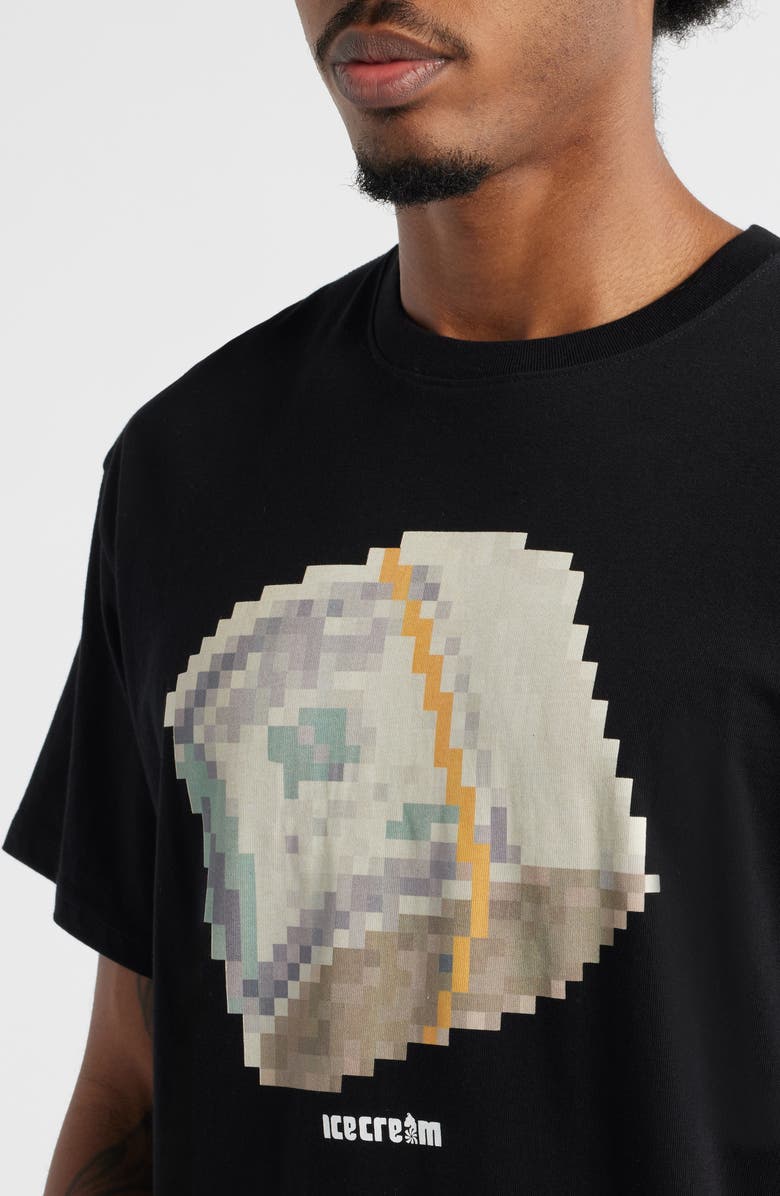ICECREAM Pixel Graphic Cotton T-Shirt, Alternate, color, Black