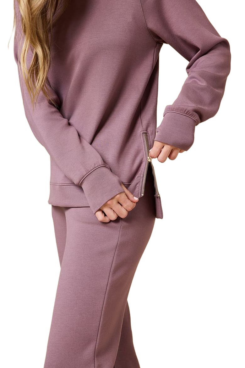 Athleisure Crewneck and Crop Pant Set, Alternate, color, Driftwood