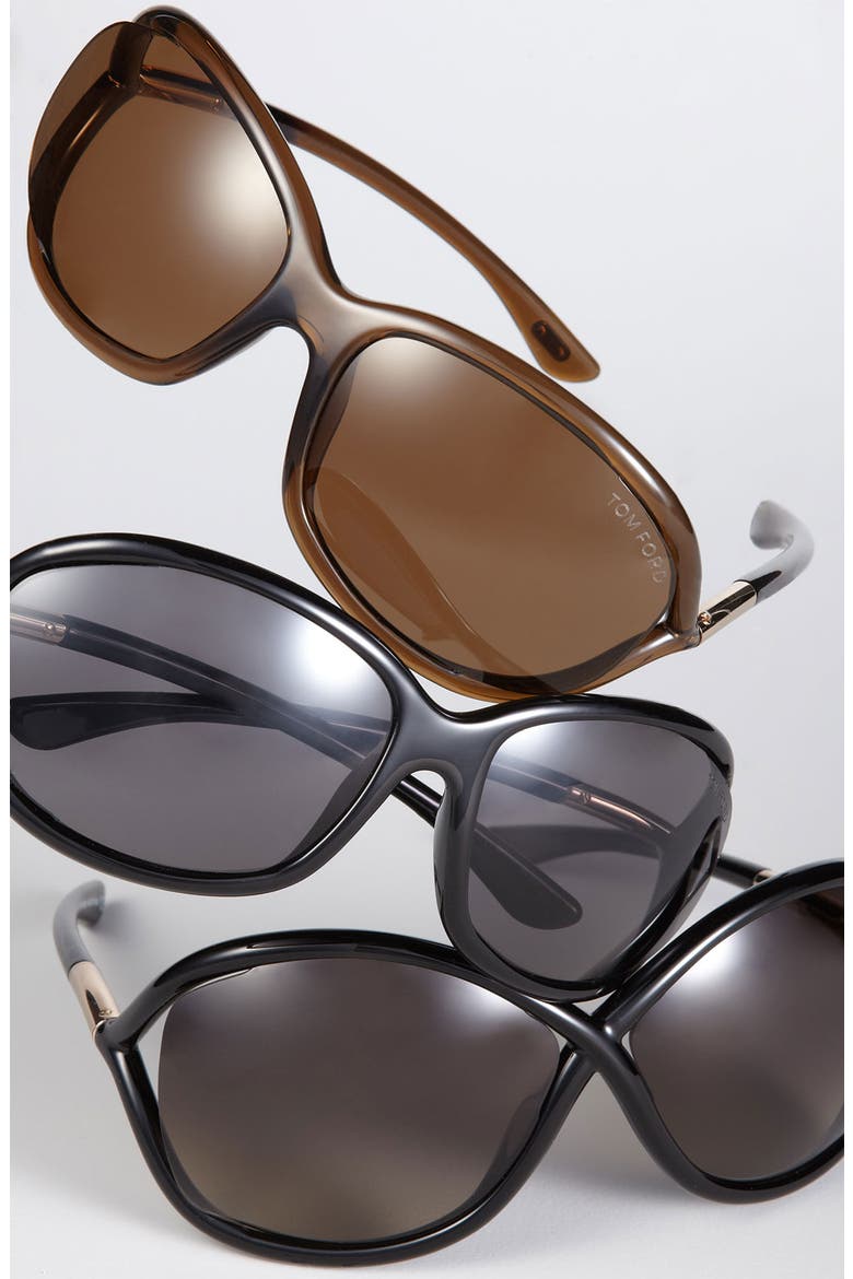 Whitney 64mm Oversize Polarized Sunglasses, Main, color, SHINY BLACK