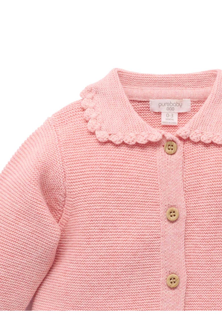 Crochet Collar Cardigan, Alternate, color, Blush Melange