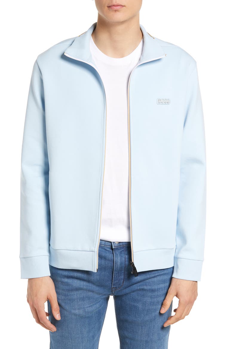 Skaz Stretch Cotton Blend Track Jacket, Main, color, LIGHT/ PASTEL BLUE