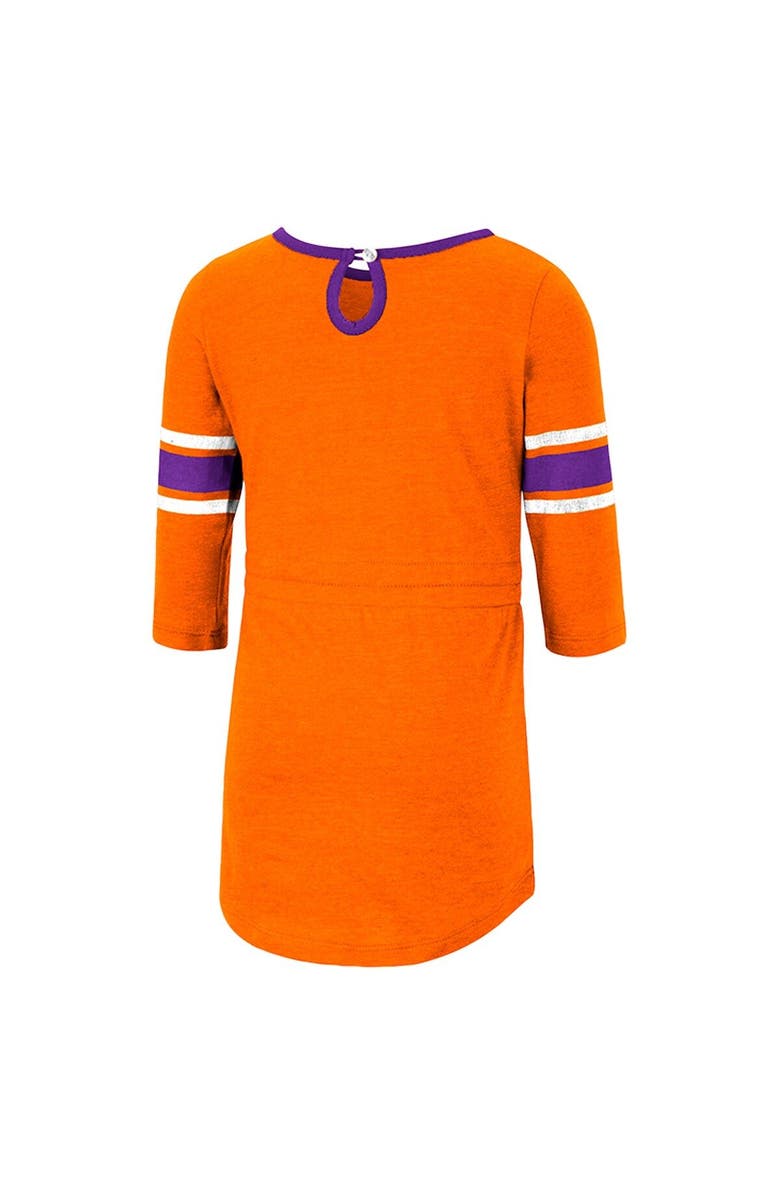 COLOSSEUM Girls Toddler Colosseum Heathered Orange Clemson Tigers Poppin Sleeve Stripe Dress, Alternate, color, Heather Orange