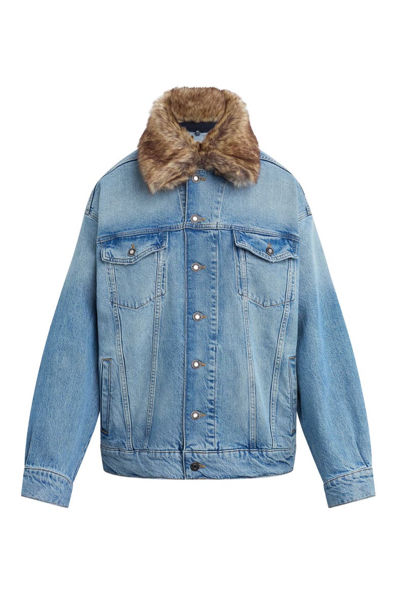 The Oversized Bowery Faux Fur Collar Jacket, Alternate, color, GENEVA