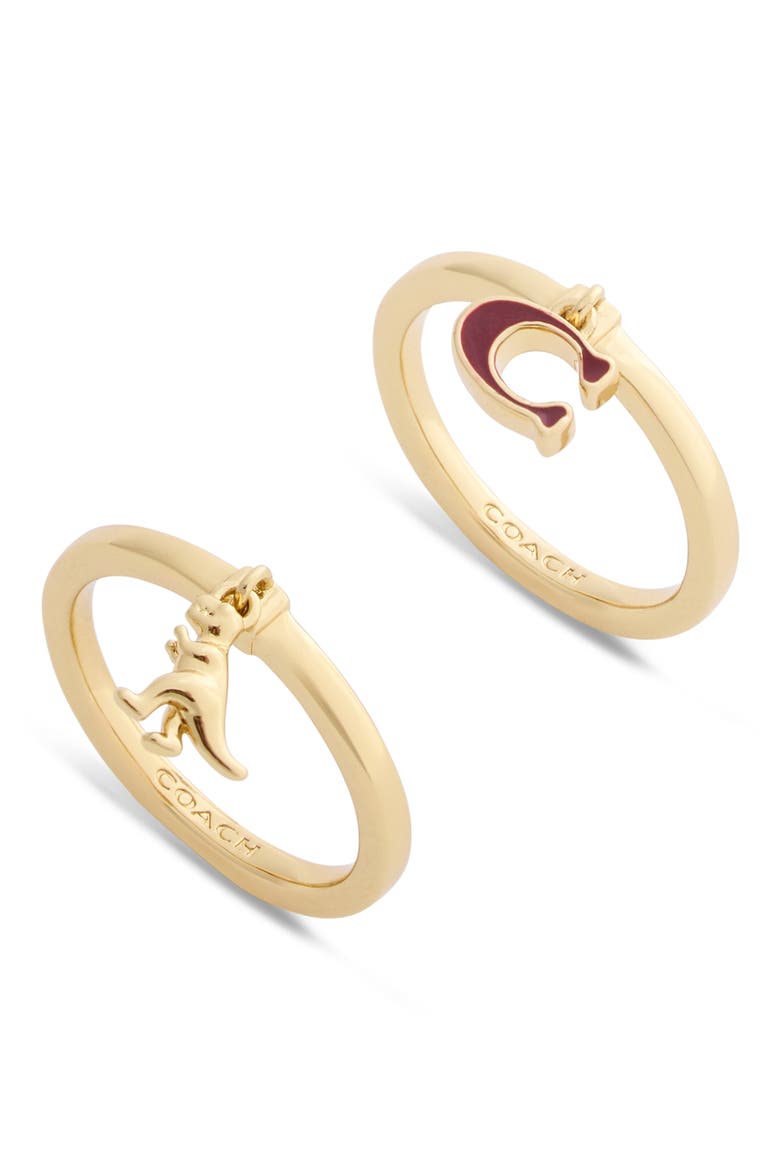 C-Motif & T-Rex Stack Ring Set, Alternate, color, BURGUNDY/ GOLD