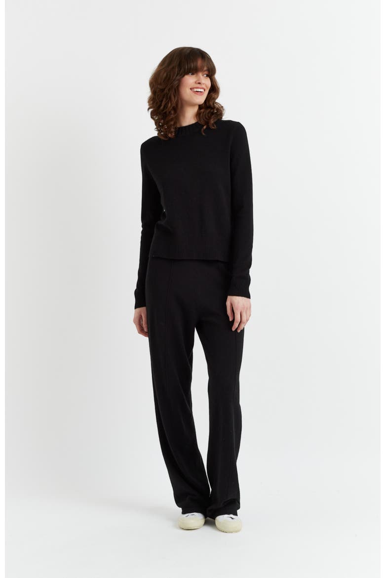 Wool & Cashmere Cropped Sporty Sweater, Alternate, color, Black