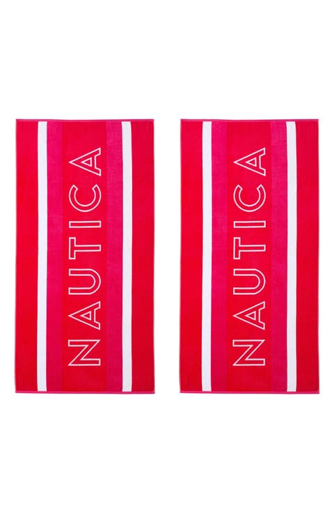 Set of 2 Cotton Blend Terry Beach Towels