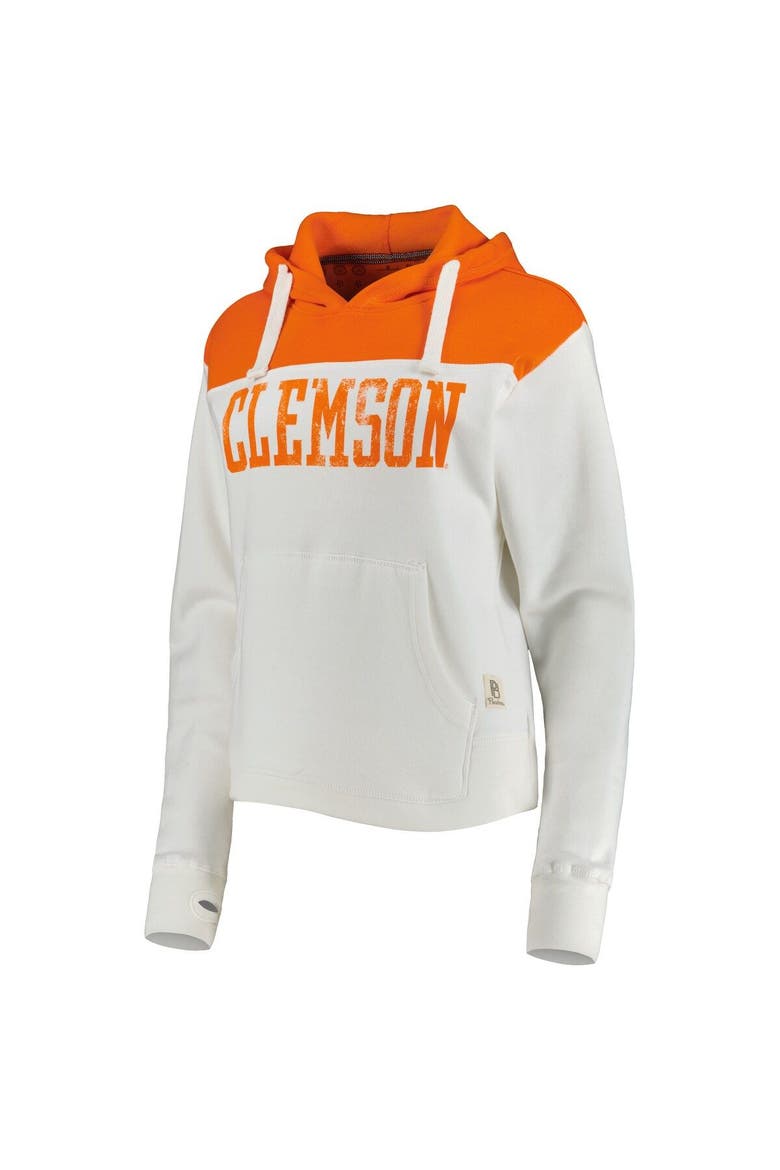 Women's Pressbox White/Orange Clemson Tigers Chicago 2-Hit Yoke Pullover Hoodie, Alternate, color, White