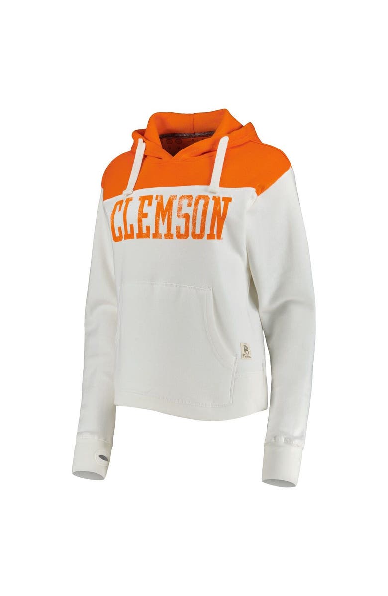 PRESSBOX Women's Pressbox White/Orange Clemson Tigers Chicago 2-Hit Yoke Pullover Hoodie, Alternate, color, 