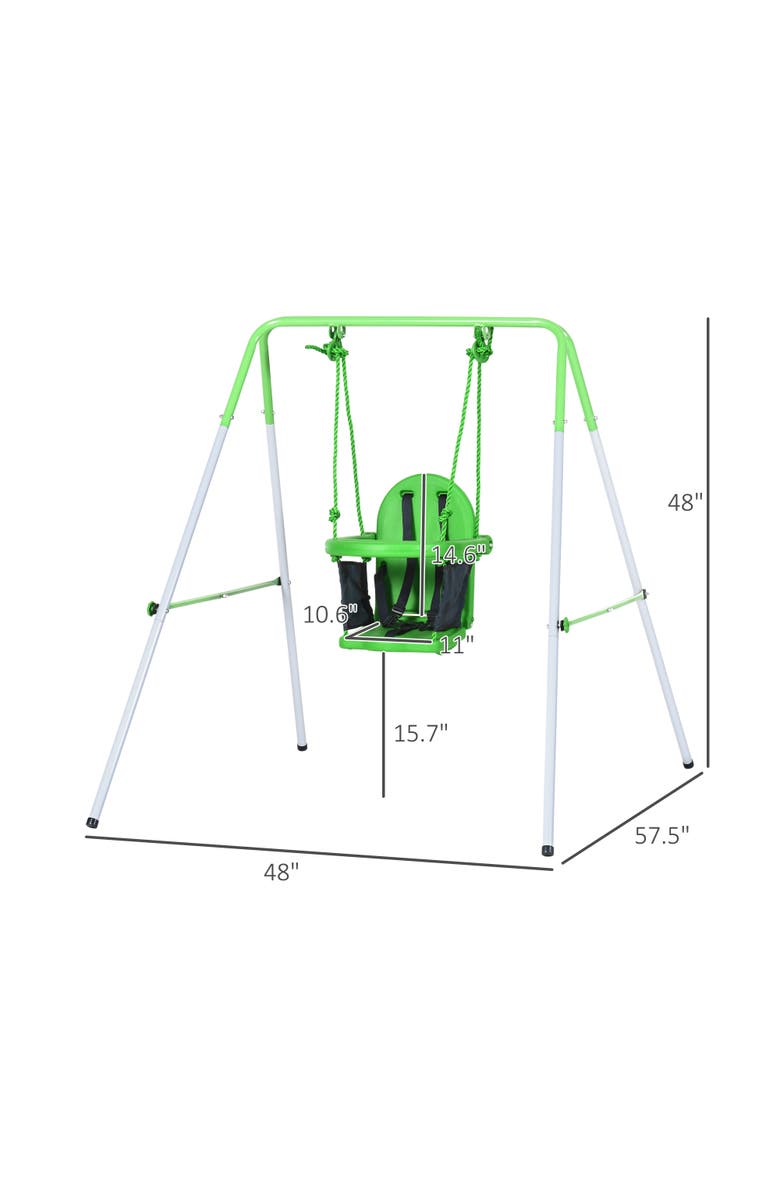 Outsunny Toddler Metal Swing Set with Safety Seat Belt, for Ages 6-36 Months, Alternate, color, 