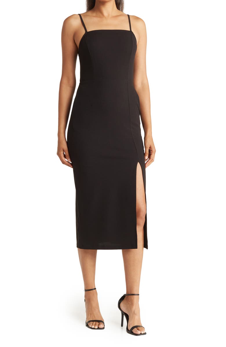 MELLODAY Techno Crepe Square Neck Dress, Main, color,