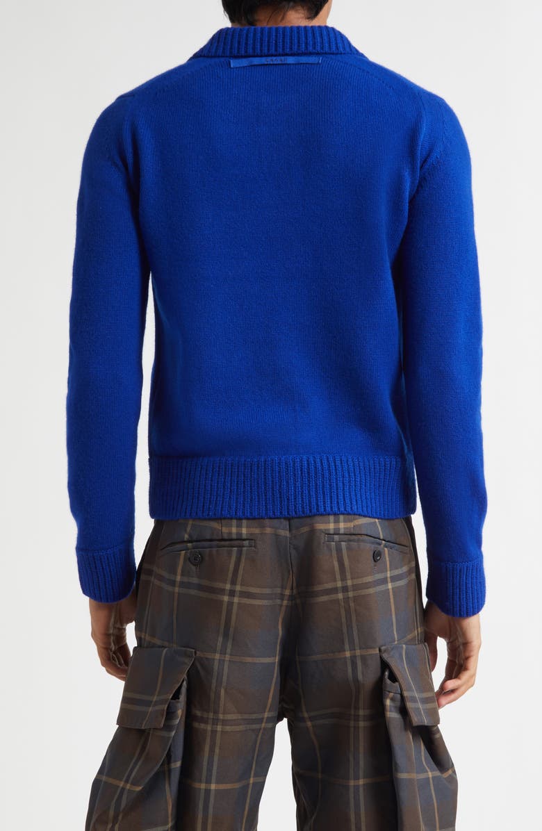 Sacai Light Blue Wool Polo Sweater, Alternate, color, Blue
