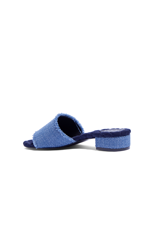 Aera Giorgia Square Low Heeled Sandal In Blue