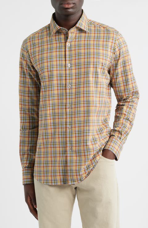 Canclini Regular Fit Plaid Cotton Button-Up Shirt