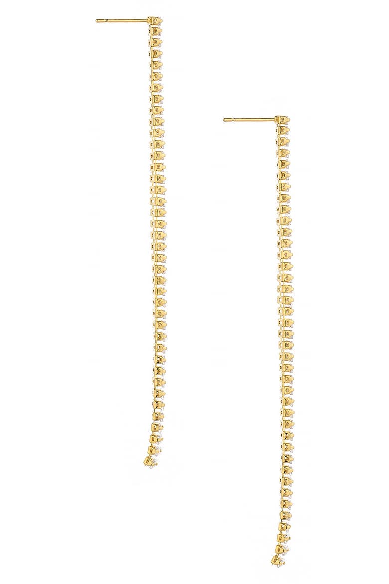 Baguette Cubic Zirconia Linear Drop Earrings, Alternate, color, GOLD