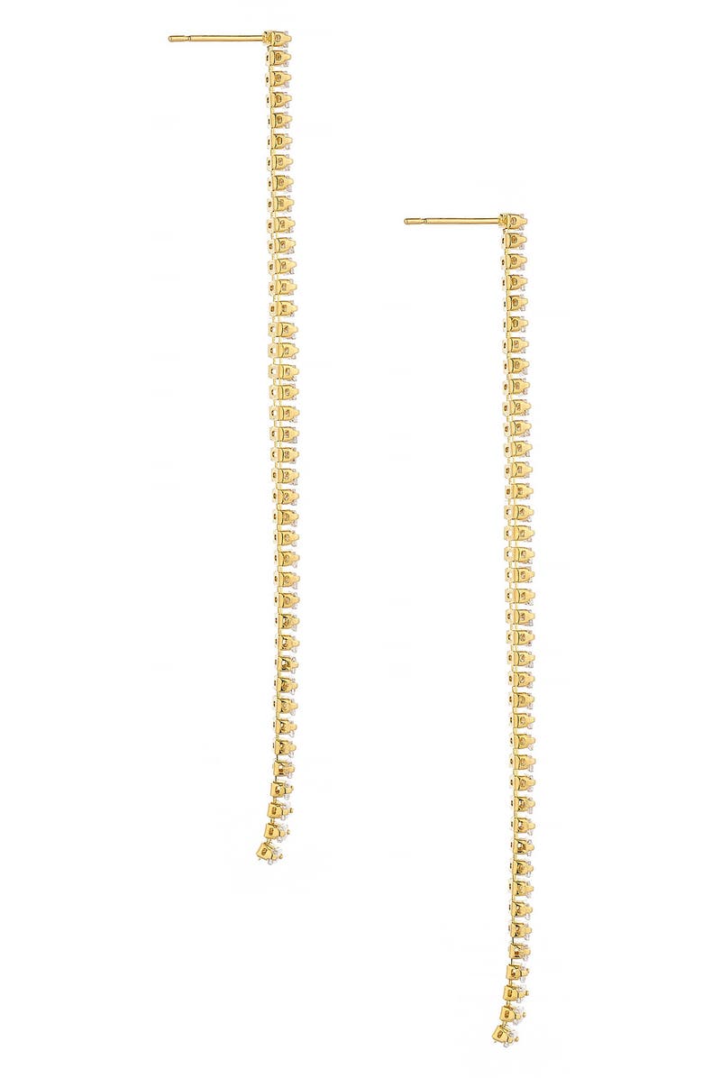 Ettika Baguette Cubic Zirconia Linear Drop Earrings, Alternate, color, Gold