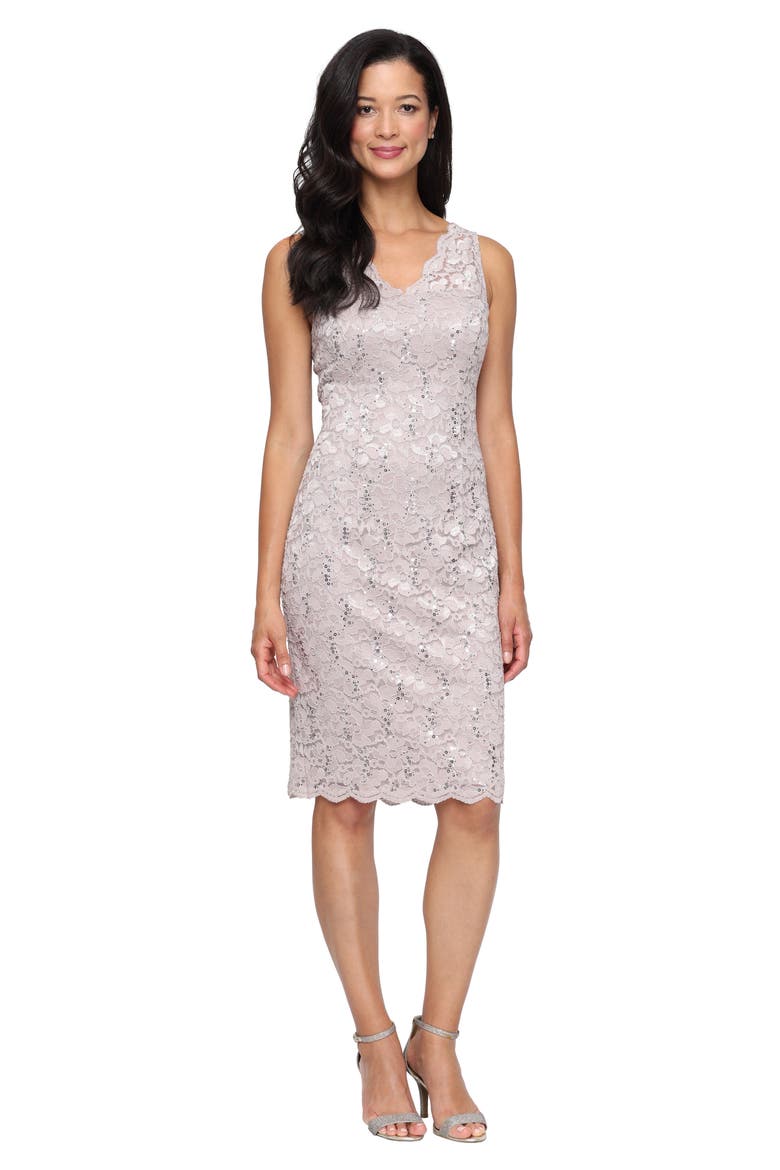 Lace Jacket and Sheath Dress Set, Alternate, color, BUFF