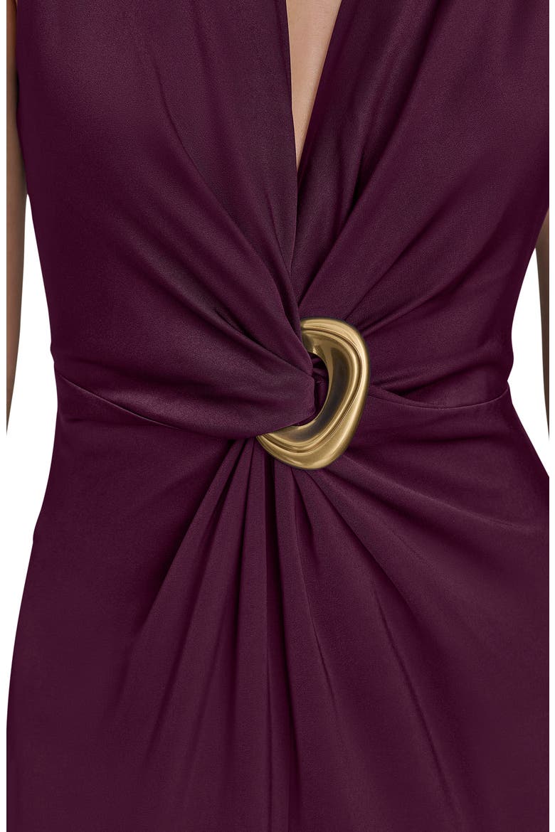 Twisted Sleeveless Gown, Alternate, color, BERRY