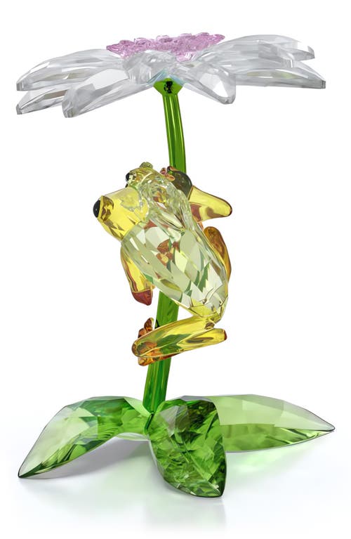 Swarovski Idyllia Frogs & Flower Crystal Figurine In Multi