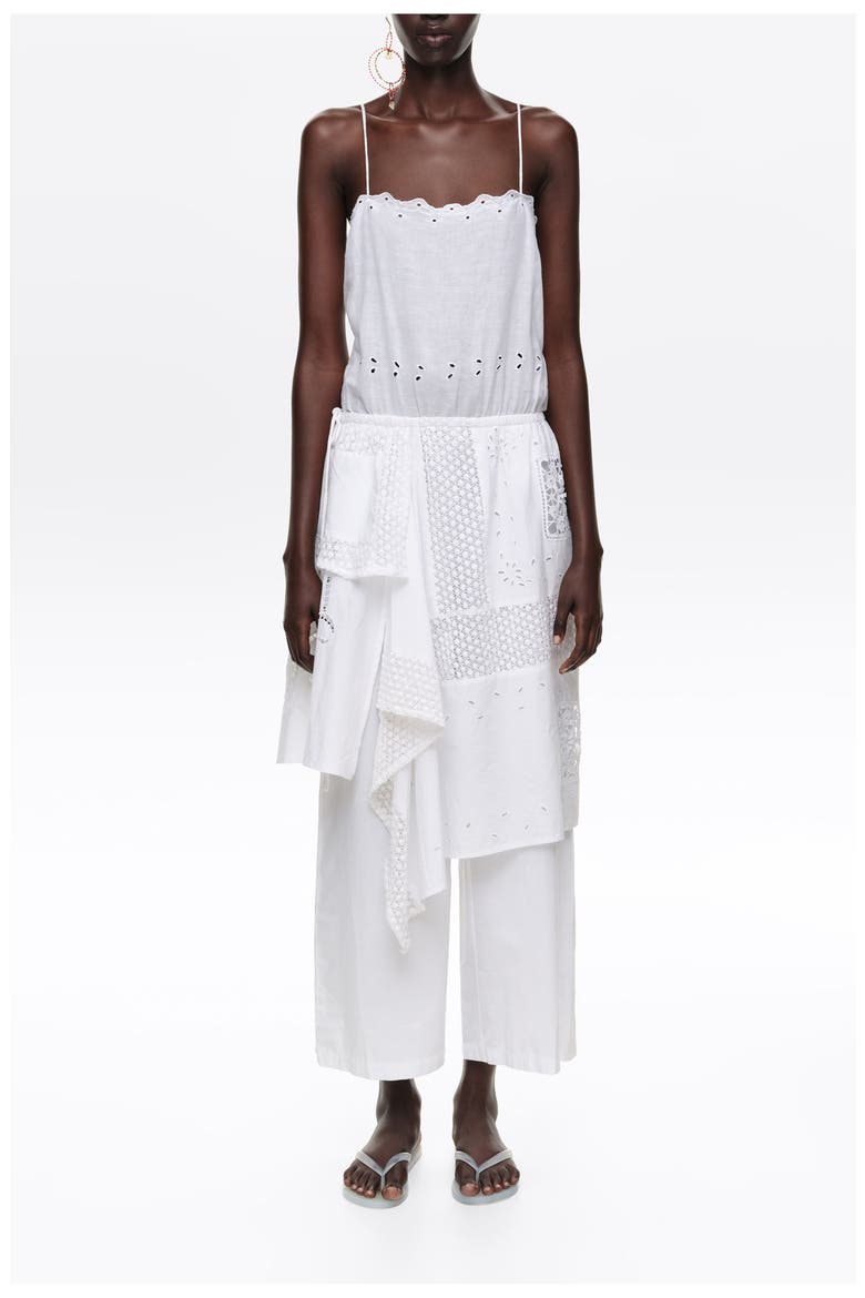 Embroidered Asymmetrical Handkerchief Jumpsuit, Alternate, color, WHITE