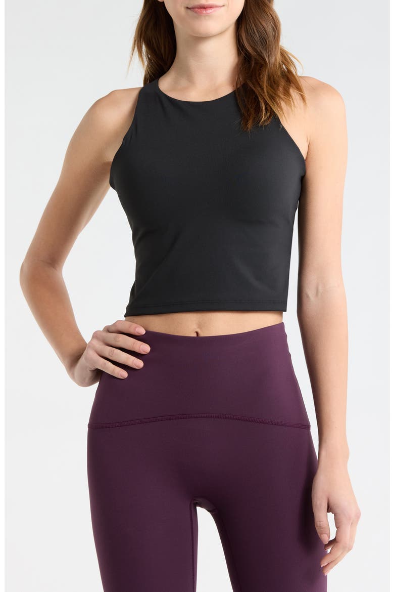High Neck Crop Tank, Main, color, VERY BLACK