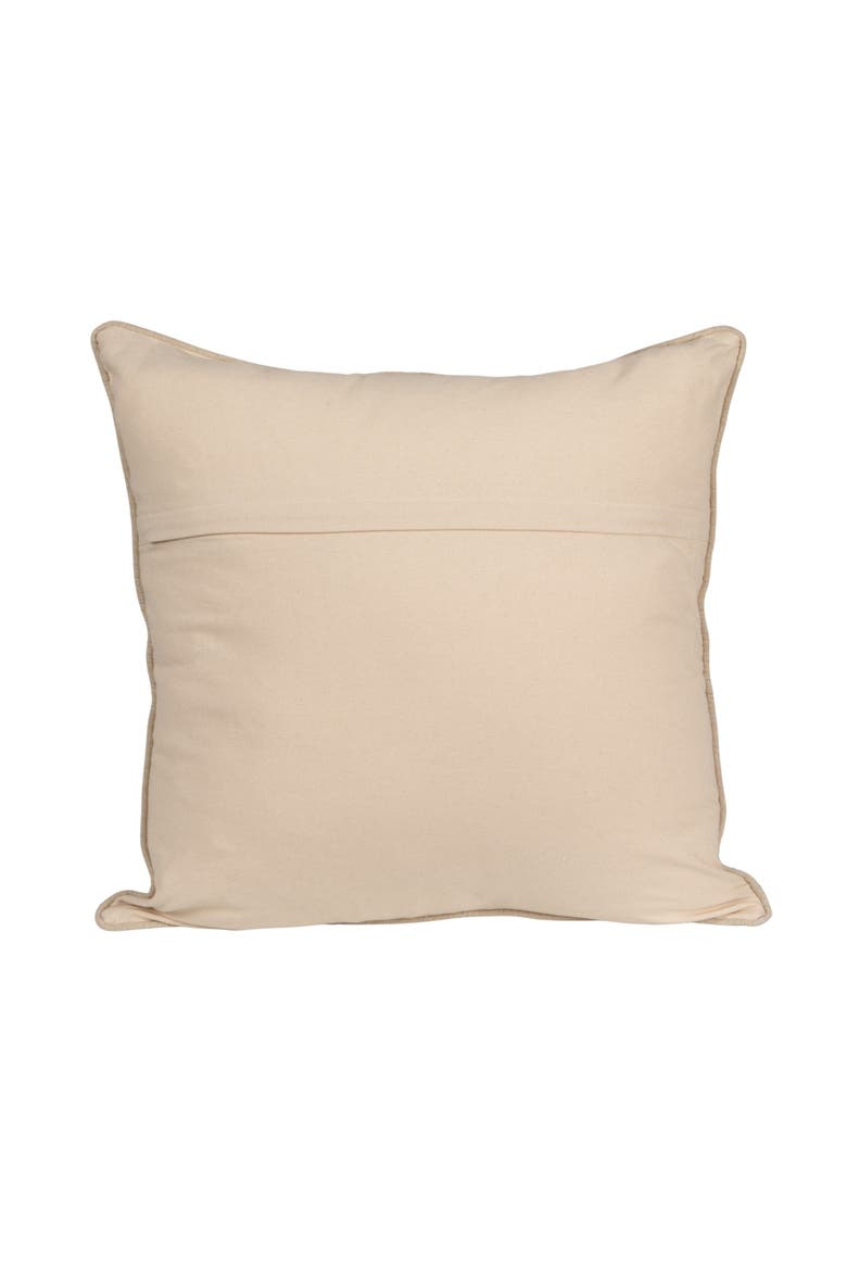 Cotton Linen Blend Block Printed Pillow with Palm Trees, Natural, Green and Brown, Alternate, color, Natural