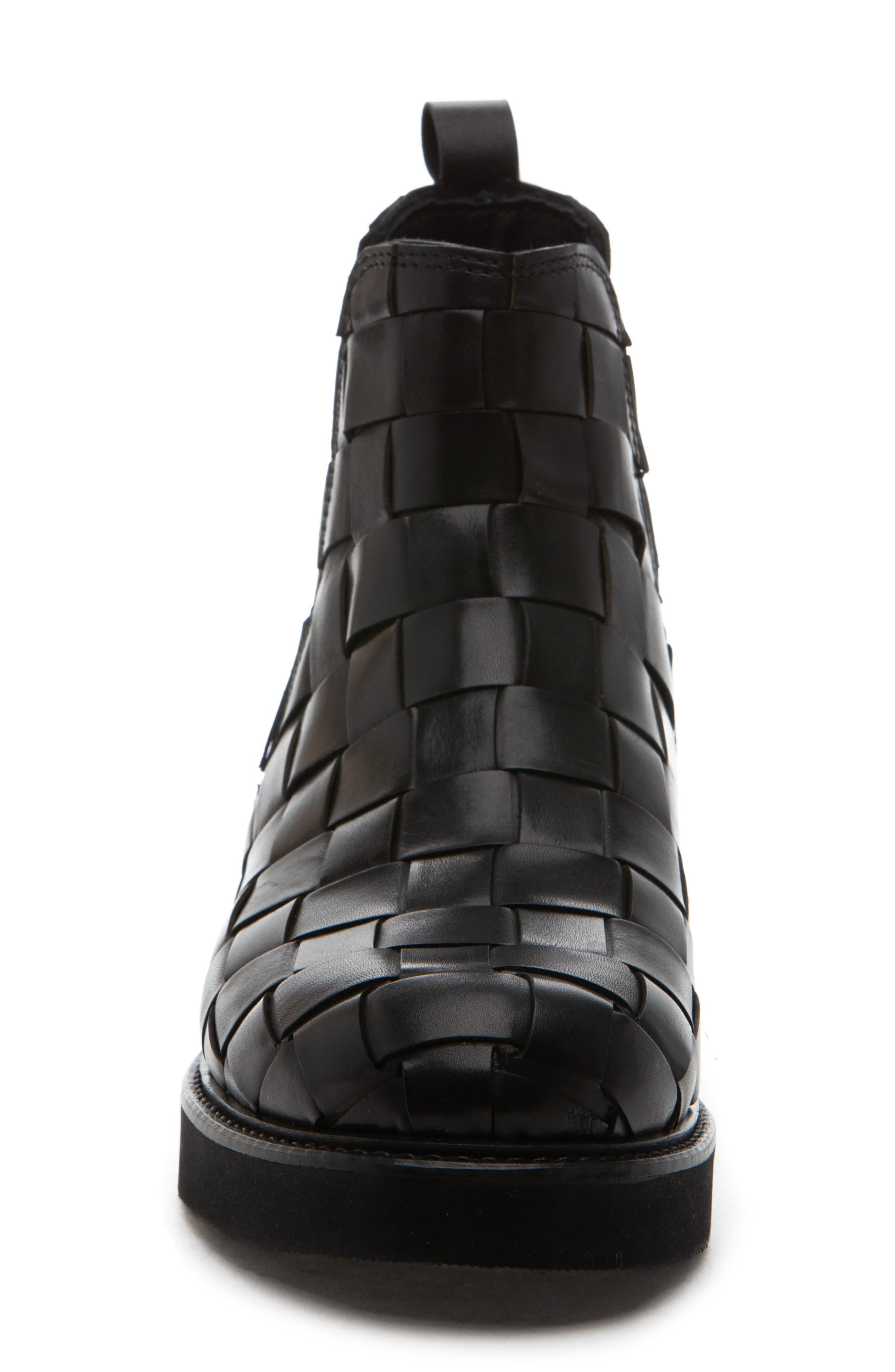 275 Central Nadia Woven Leather Booth, Alternate, color, Black