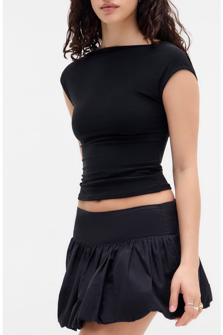 Bubble Hem Miniskirt, Alternate, color, BLACK