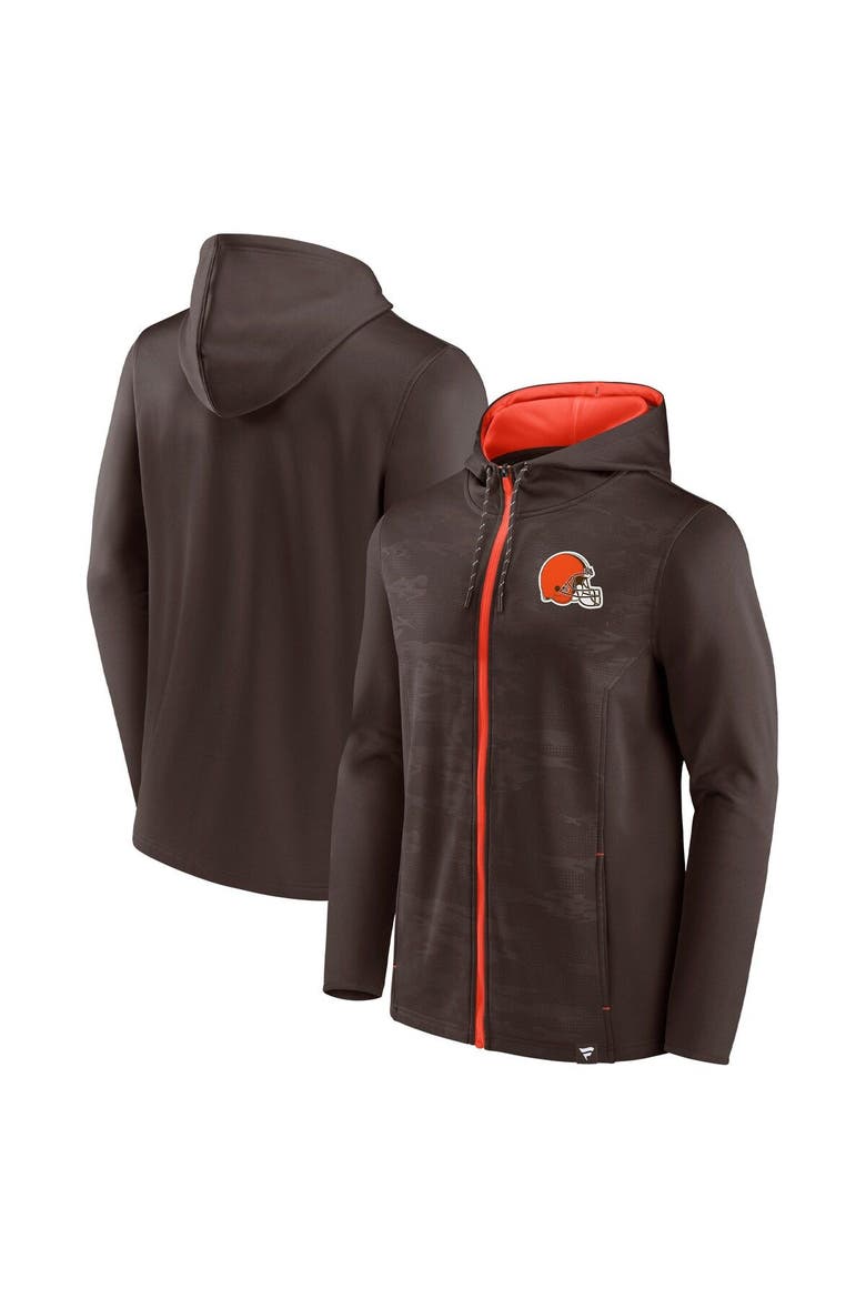 Men's Fanatics Brown/Orange Cleveland Browns Ball Carrier Full-Zip Hoodie, Main, color, Brown