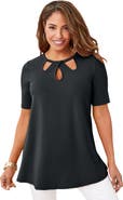 Jessica London Stretch Knit Cutout Swing Tunic