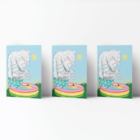 Birthday Greeting Card Pack (3ct) "Yeti Pool Party"