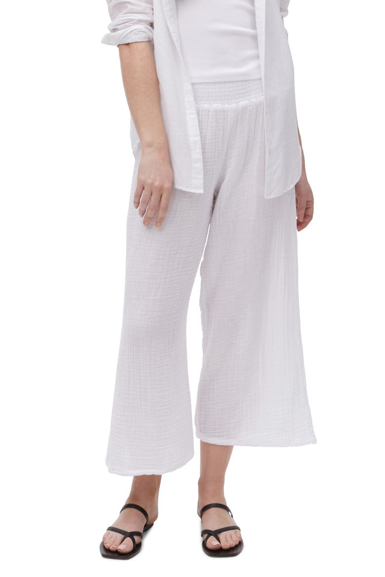 Medina Smocked Waist Wide Leg Pants, Main, color, WHITE
