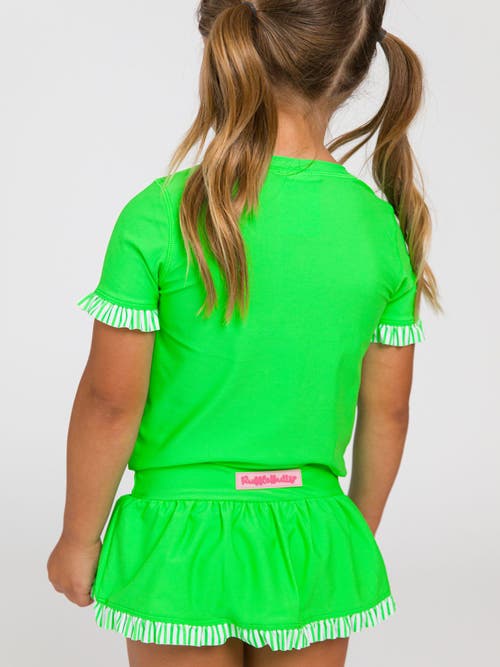 Rufflebutts Girls Short Sleeve Ruffle Upf50+ Rash Guard Skirted 2-piece In Green