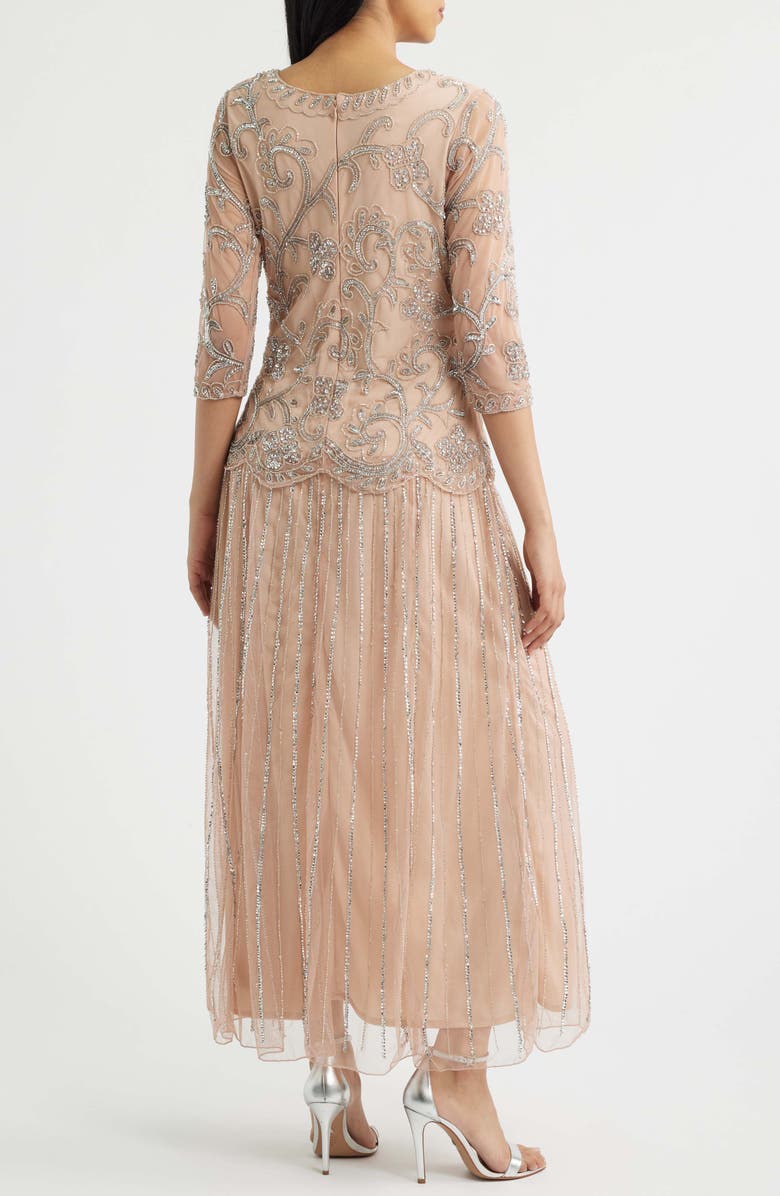 Pisarro Nights Beaded Chiffon Mock Two-Piece Dress, Alternate, color, Blush