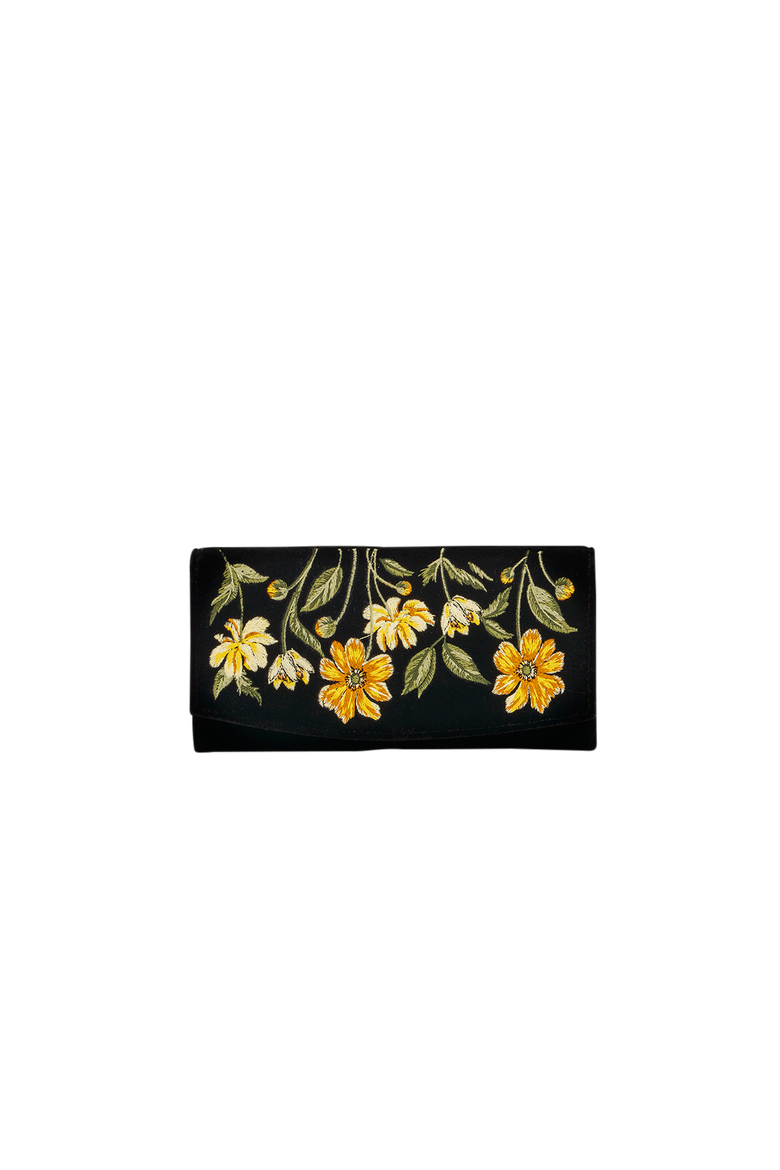 Botanical Velvet Embroidered Purse Large, Main, color, Black