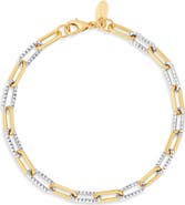 SHYMI Two-Tone Textured Paper Clip Chain Bracelet