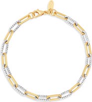 SHYMI Two-Tone Textured Paper Clip Chain Bracelet