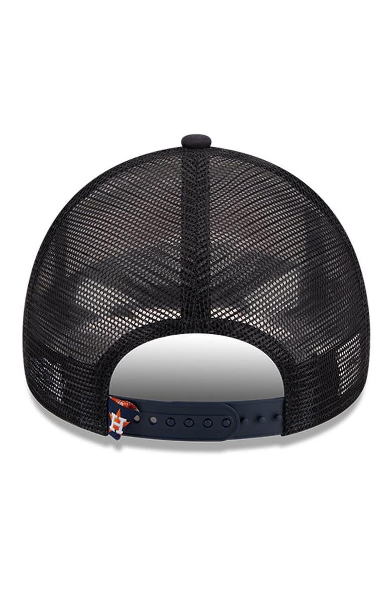 New Era Men's New Era White/Navy Houston Astros Stacked A-Frame Trucker 9FORTY Adjustable Hat, Alternate, color, White