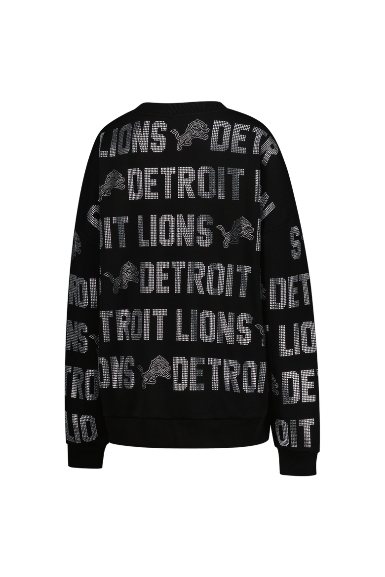 Women's Gameday Couture Black Detroit Lions Oversized Hype Era Rhinestone Text Sweatshirt, Alternate, color, Black